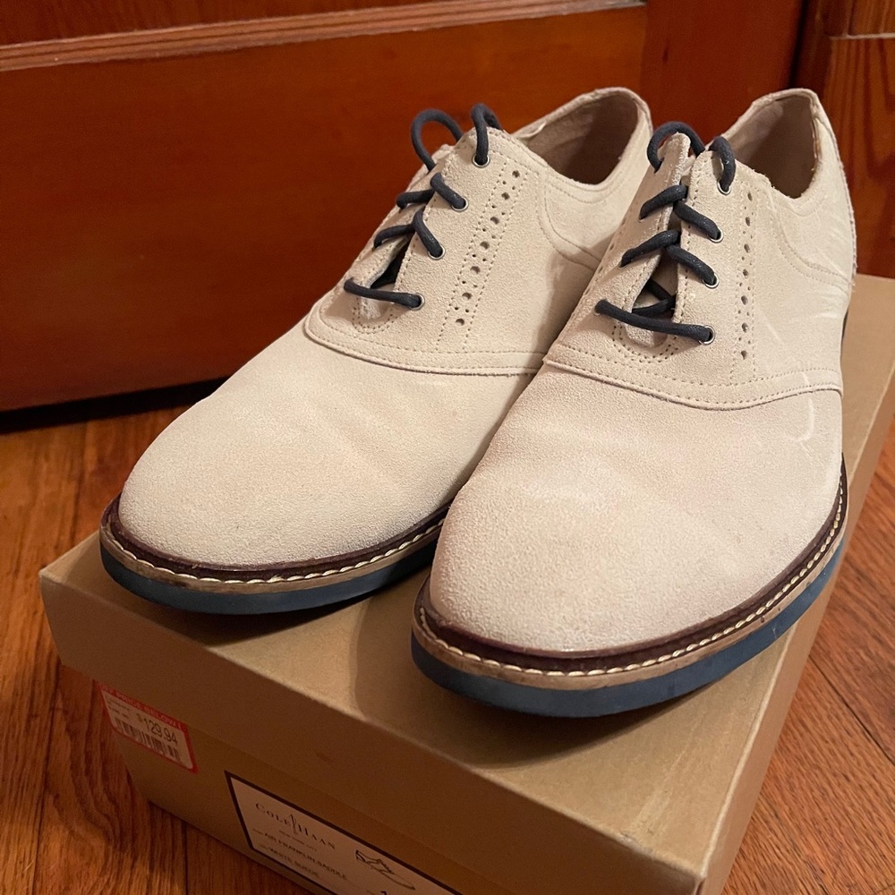 Cole Haan Air Franklin Saddle Shoes - White Suede